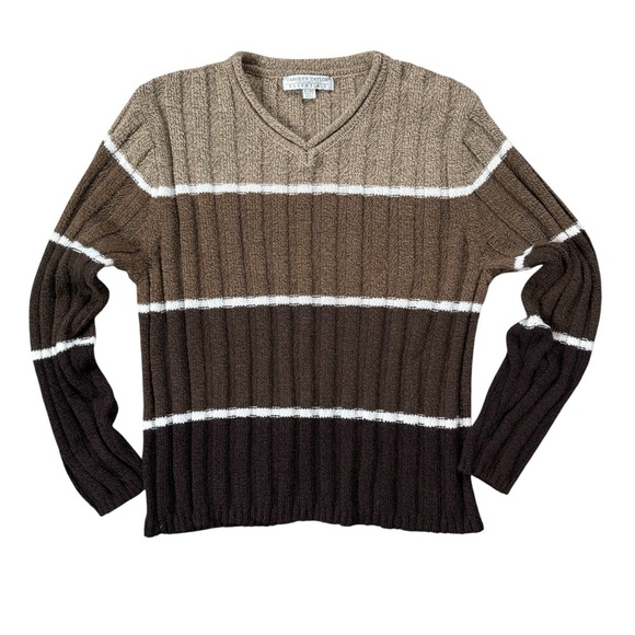 ❌SOLD🏷️Vintage 90s Carolyn Taylor Ribbed Knit Striped Sweater - Picture 2 of 6